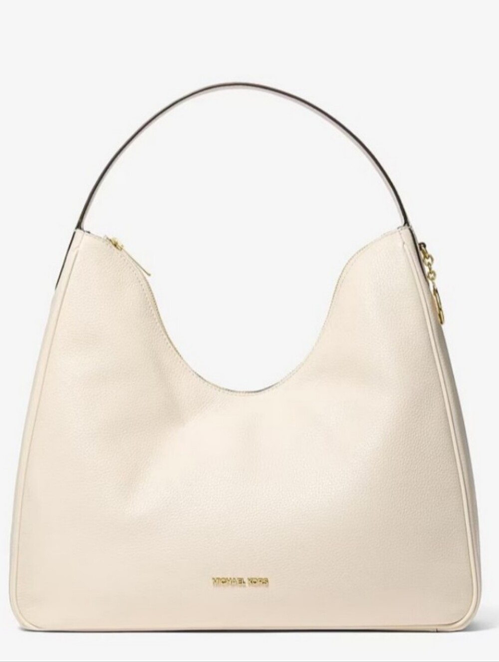 Michael Kors Nayla Off-White Pebbled Leather Tote with Gold Logo